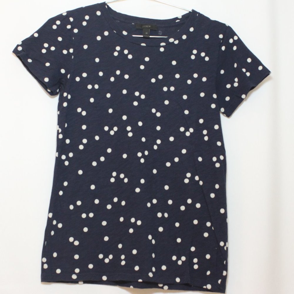 J Crew Navy White Dotted Tee XS